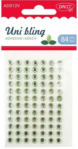 Strasszkő, öntapadós 7 mm 84 db/csomag Daco "Uni bling" zöld|84 db/cs, öntap. műanyag, 7 mm, AD012V