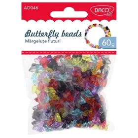   Gyöngy, fűzhető, pillangó forma 60 g Daco|Butterfly beads, 60 g, műanyag, AD046