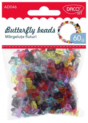 Gyöngy, fűzhető, pillangó forma 60 g Daco|Butterfly beads, 60 g, műanyag, AD046