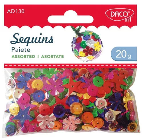 Flitter, vegyes forma 20 g Daco "Sequins|20 g, vegyes forma és méret, AD130