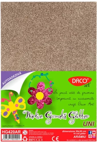Dekorgumi A/4 öntapadós, csillámos 10 db/csomag Daco bronz|glitteres öntapadós, bronz, 10 db/cs,