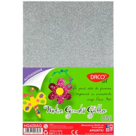   Dekorgumi A/4 öntapadós, csillámos 10 db/csomag Daco ezüst|glitteres öntapadós, ezüst, 10 db/cs,