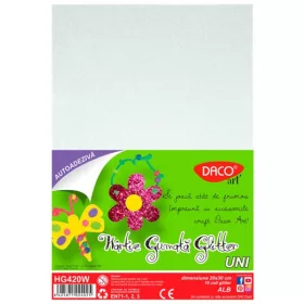   Dekorgumi A/4 öntapadós, csillámos 10 db/csomag Daco fehér|glitteres öntapadós, fehér, 10 db/cs,