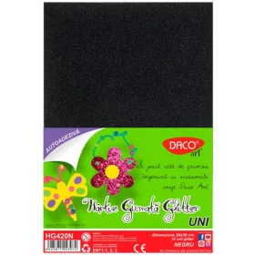   Dekorgumi A/4 öntapadós, csillámos 10 db/csomag Daco fekete|glitteres öntapadós, fekete, 10 db/cs,