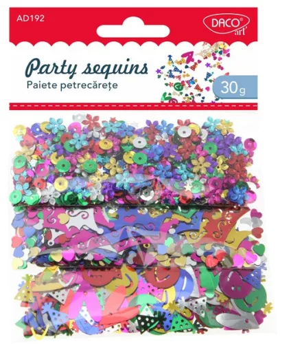 Flitter, vegyes forma 30 g Daco "Party sequins|30 g, vegyes forma és méret, AD192