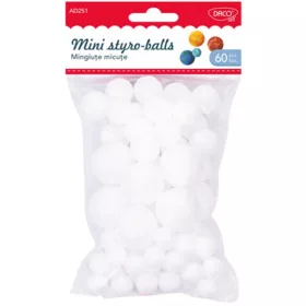   Hungarocell golyó, vegyes méret 60 db/csomag Daco|Mini styro-balls, 60 db/cs, 15-20-30 mm