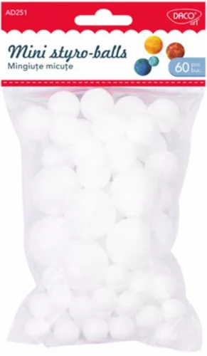 Hungarocell golyó, vegyes méret 60 db/csomag Daco|Mini styro-balls, 60 db/cs, 15-20-30 mm