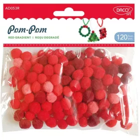  Pompon 10 mm 120 db/csomag Daco piros|120 db/cs, 1 cm, AD053R