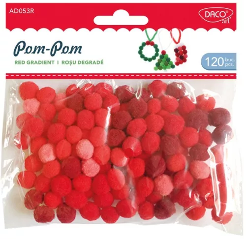 Pompon 10 mm 120 db/csomag Daco piros|120 db/cs, 1 cm, AD053R