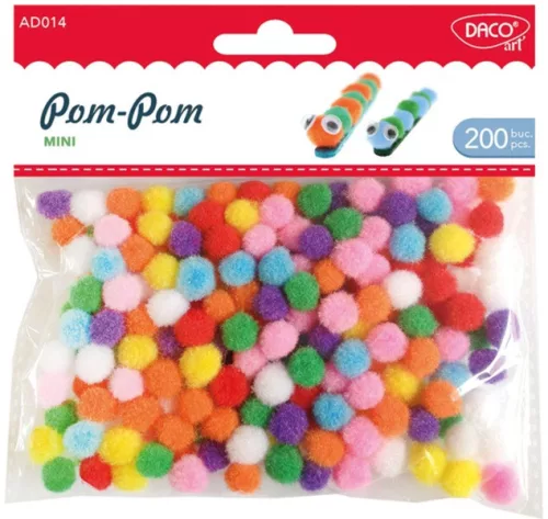 Pompon 10 mm 200 db/csomag Daco vegyes színek|200 db/cs, 1 cm, AD014