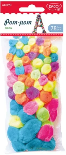 Pompon 78 db/csomag Daco neon színek|78 db/cs, vegyes méret, AD090