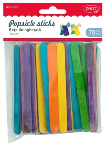 Fa spatula 112x10 mm 70 db/csomag Daco vegyes színek|Popsicle sticks, 70 db/cs, AD362