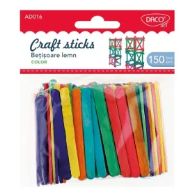   Fa spatula 75x20 mm 150 db/csomag Daco vegyes színek|Craft sticks, 150 db/cs, AD016