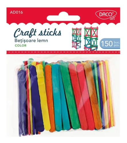 Fa spatula 75x20 mm 150 db/csomag Daco vegyes színek|Craft sticks, 150 db/cs, AD016