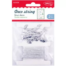   Dekorációs zsineg, textil 2x1 m Daco ezüst|1 m, 2 db/cs, AD438