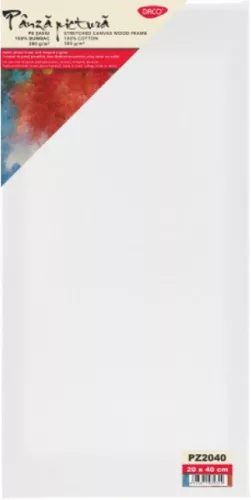 Feszített vászon, alapozott 20x40 cm, 380 g Daco fehér|feszített, 3 réteg alap, fa keret