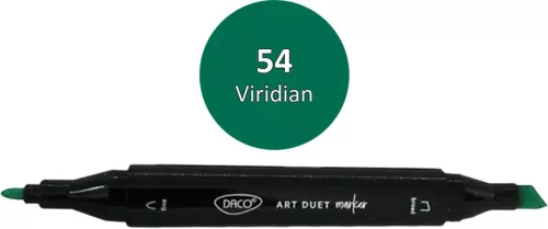 Alkoholos marker kétvégű, vágott és gömb Daco "Art Duet" 54 viridián zöld|Viridian, kétvégű, gömb és vágott