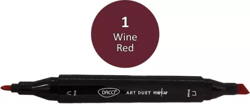 Alkoholos marker kétvégű, vágott és gömb Daco "Art Duet" 1 borvörös|Borvörös, kétvégű, gömb és vágott
