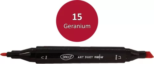 Alkoholos marker kétvégű, vágott és gömb Daco "Art Duet" 15 muskátli|Muskátli, kétvégű, gömb és vágott
