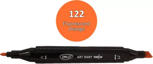 Alkoholos marker kétvégű, vágott és gömb Daco "Art Duet" 122 fluo narancs|Fluo narancs, kétvégű, gömb és vágott