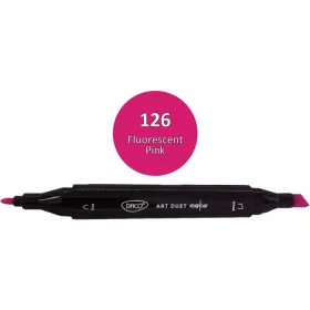   Alkoholos marker kétvégű, vágott és gömb Daco "Art Duet" 126 fluo rózsaszín|Fluo pink, kétvégű, gömb és vágott