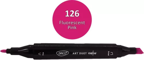 Alkoholos marker kétvégű, vágott és gömb Daco "Art Duet" 126 fluo rózsaszín|Fluo pink, kétvégű, gömb és vágott