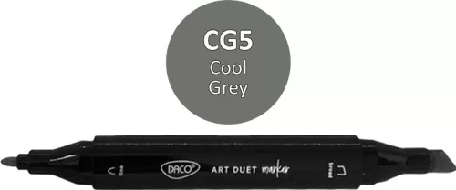 Alkoholos marker kétvégű, vágott és gömb Daco "Art Duet" CG5 hideg szürke|Szürke, kétvégű, gömb és vágott