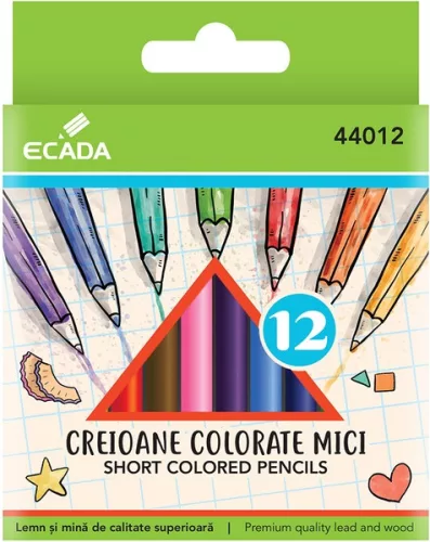 Színesceruza készlet, rövid Ecada 12 szín|Ecada, hatszögletű, kisméretű, 44012