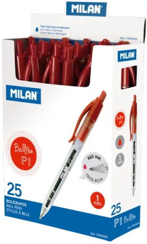 Golyóstoll 1 mm Milan P1 piros|piros, 17653225