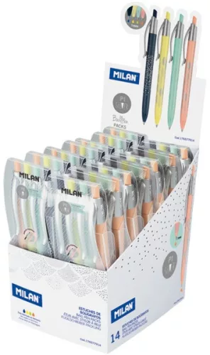 Golyóstoll készlet 1 mm 4 db-os Milan P1 "Silver" Colours vegyes színek|4 db/klt., 14 klt/ display, 176577914