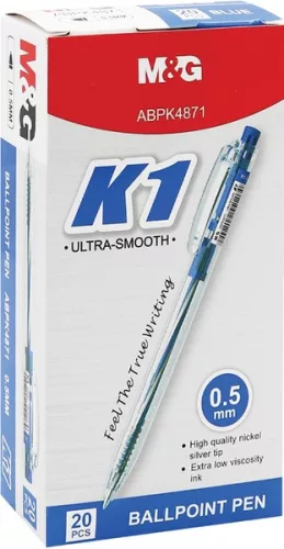 Golyóstoll 0,5 mm M&G "K1" Ultra Smooth kék|Ultra Smooth, kék, 0,5 mm