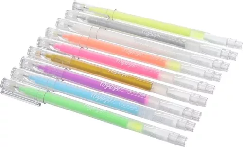 Zseléstoll készlet 0,6 mm M&G "Highlight" 9 szín|Fluo és metál, kupakos, 0,6 mm, AGPY5572