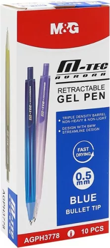 Zseléstoll 0,5 mm M&G "M-Tec" Aurora kék|kék, nyomógombos, 0,5 mm