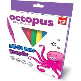   Filctoll készlet 1-3 mm háromszög test, kimosható Octopus 12 szín|háromszög, mosható, UNL-1759