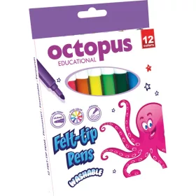   Filctoll készlet 2 mm kimosható Octopus 12 szín|hengeres, mosható, UNL-0110