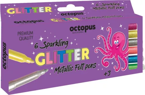 Filctoll készlet Octopus "Glitter" 6 szín|hengeres, UNL-2562