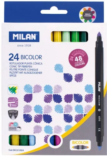 Filctoll készlet 5-10 mm kétvégű Milan 6310 24/48 szín|kétvégű, vékony, 24 db-os