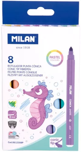 Filctoll készlet 5 mm Milan 631P 8 pasztell szín|Pastel színek, hengeres, 0612308P