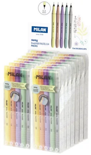 Tűfilc készlet 0,4 mm Milan "Fineliner" Sway Pastel 5 pasztell szín|Pastel, 14 klt/dpl, 06180414PS