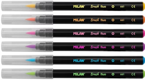 Ecsetfilc készlet 0,5-6 mm Milan "Fluo" 6 szín|Fluo, 0612606FL