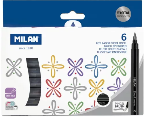 Ecsetfilc készlet 0,5-6 mm Milan "Metal" 6 szín|Metal, 0612606MET