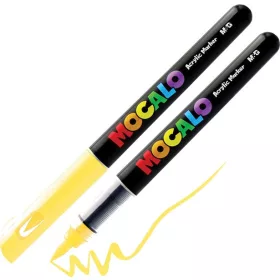   Akril marker, ecsetvégű M&G "Mocalo" 400 citromsárga|400, 9 db/doboz, APMT80G354