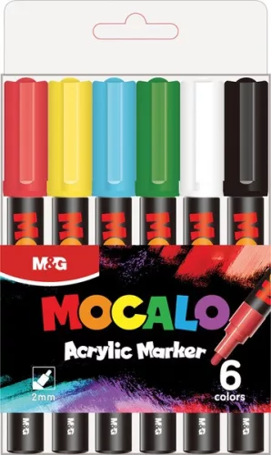 Akril marker készlet M&G "Mocalo" 6 alap szín|alap színek, APL976P3