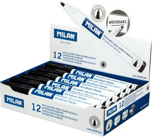 Táblamarker 3 mm gömb Milan fekete|fekete, 16529122, 12 db/doboz