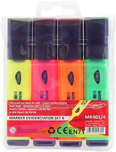 Szövegkiemelő készlet 2-5 mm Daco 4 szín|készlet, 2-5 mm-es vonalvastagság