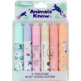   Szövegkiemelő készlet 1-4 mm M&G "Animals Know" mini 6 szín|Animals Know, Mini, AHM29671