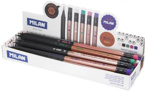 Grafitceruza HB fekete fa, radíros Milan "Copper|Copper, radíros, 24 db/dob, 071421724