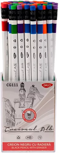Grafitceruza HB háromszög test,  radíros Daco|radíros, CG111