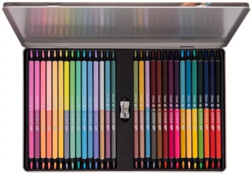 Színesceruza készlet fém dobozos Daco "Creion Art" 30/60 szín|Kétvégű, Alap/Metál/Pasztell, hegyezővel