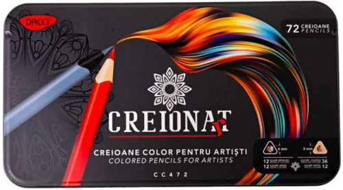 Színesceruza készlet fém dobozos Daco "Creion Art" 72 szín|Alap/Metál/Neon/Pasztell, fém dobozos,